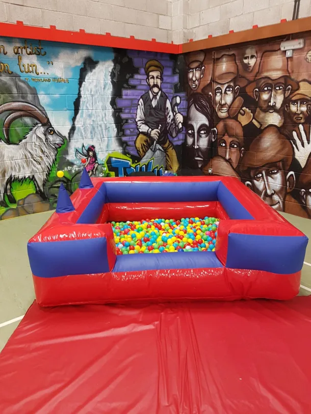 Red And Blue Ballpool With Air Jugglers