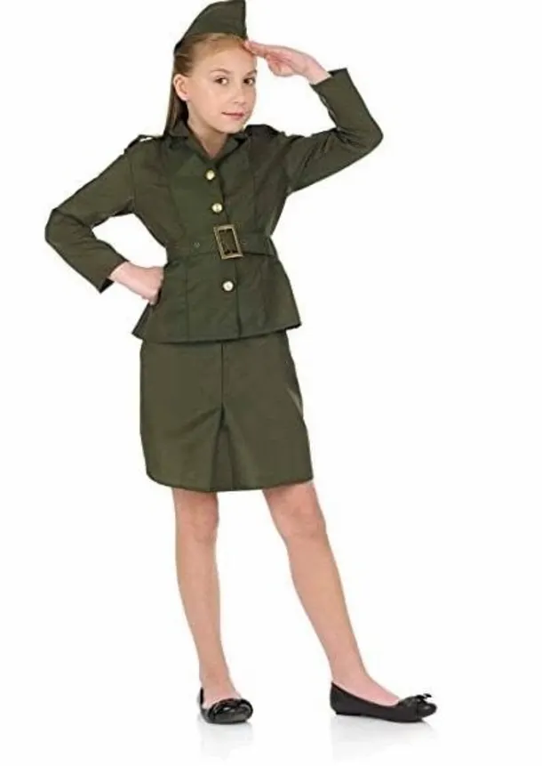 Kids Army Girl (skirt Jacket Belt Hat)