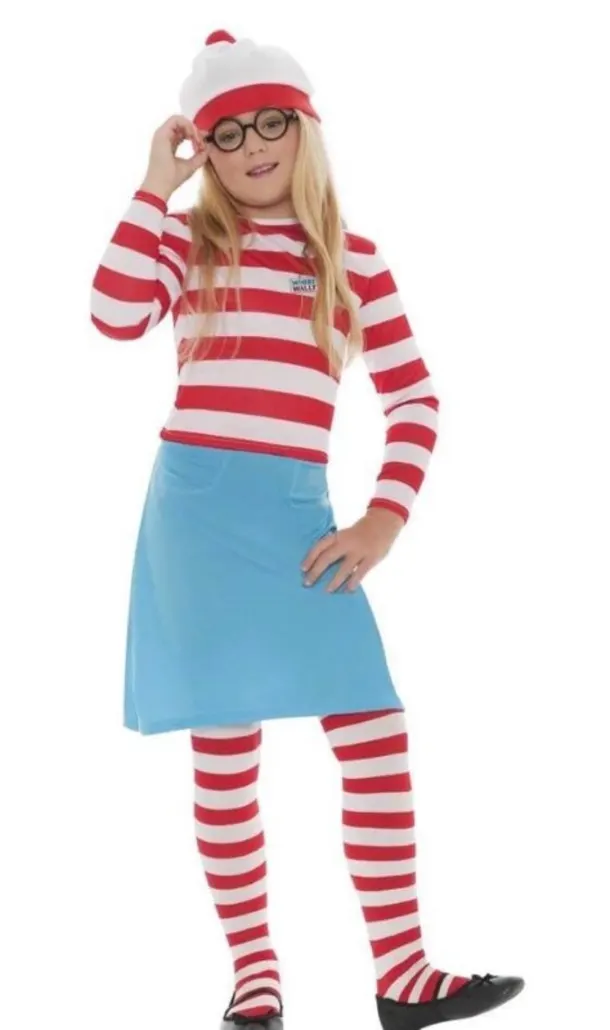 Kids Wheres Wanda Costume (hat Top Glasses Skirt And Tights)