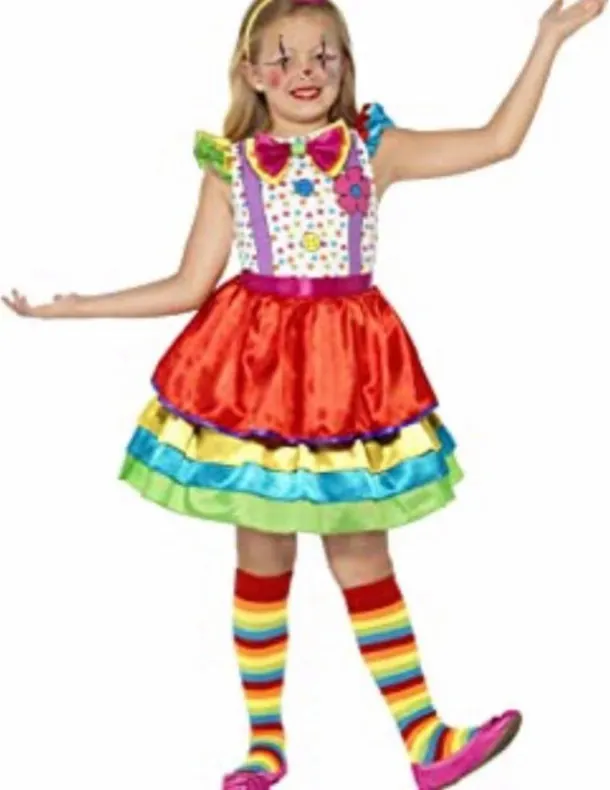 Girls Clown Dress And Hat - Small