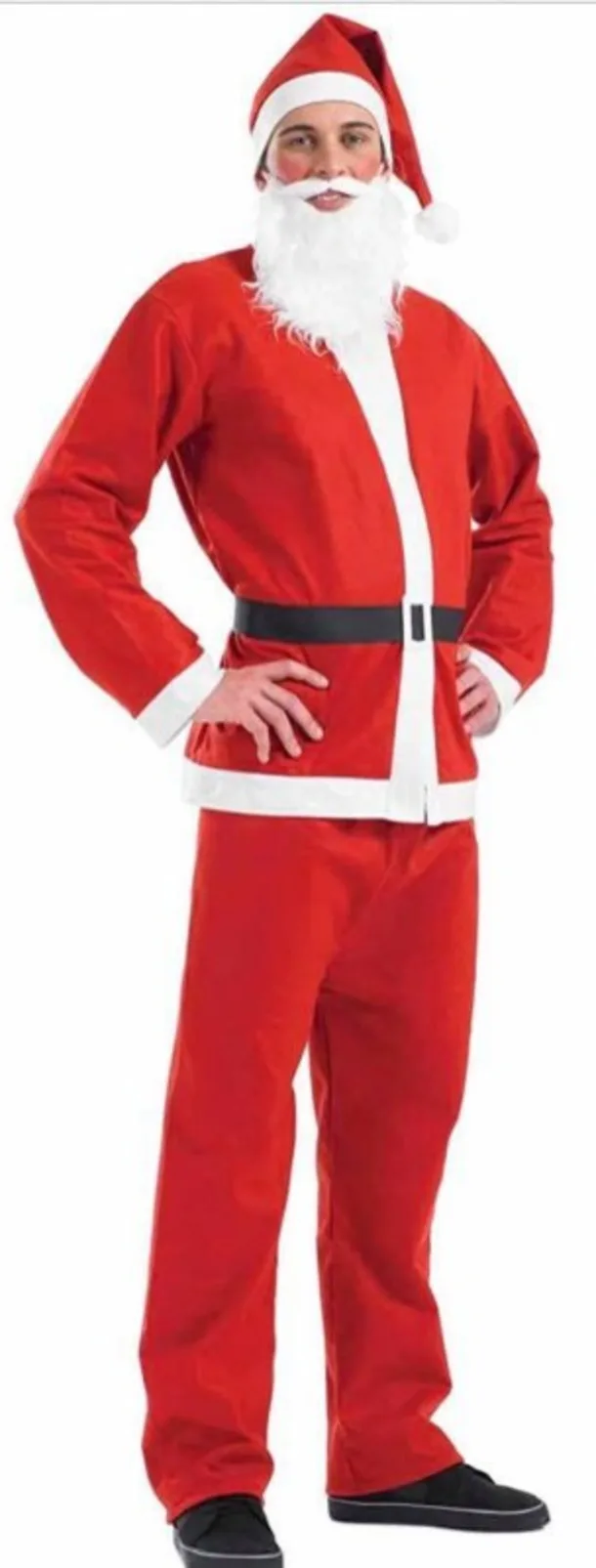 Santa Costume Top, Belt, Pants, Beard And Hat- Large & Medium