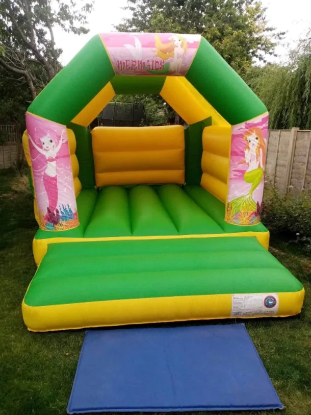 11ft X 15ft Mermaids Bouncy Castle - Green And Yellow