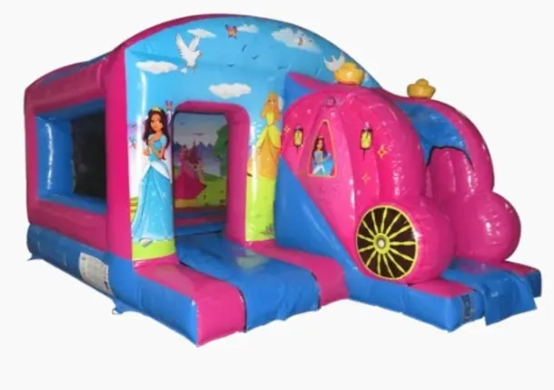 Princess 3d Carriage Slide Bouncy Castle