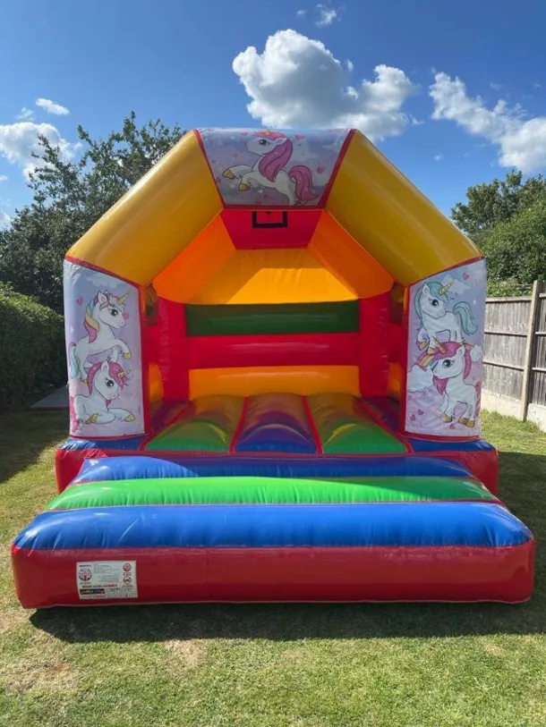 Unicorn Multicoloured 14 X 12ft Disco Ready Bouncy Castle