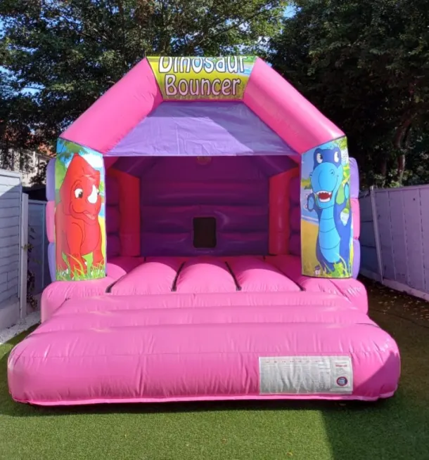 12x15ft Pink And Purple Dinosaur Bouncy Castle