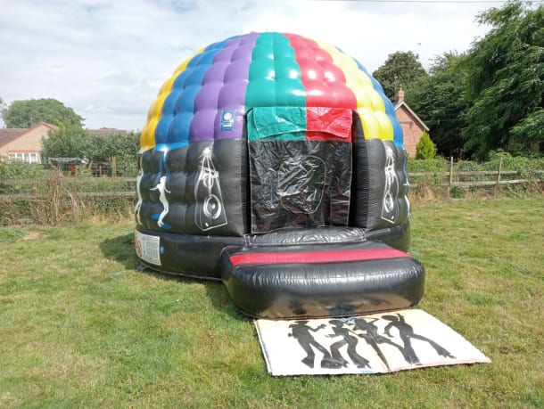 Disco Dome Bouncy Castle Set Up In A Garden In Stamford Lincolnshire