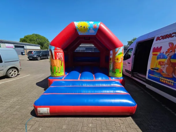 Horses 12 X 14ft Red And Blue Disco Bouncy Castle