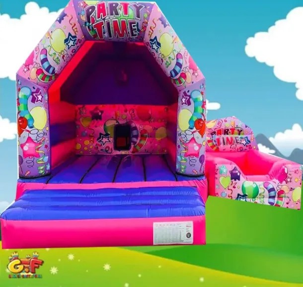 Pink Purple Party Time Castle With Connecting Ballpool