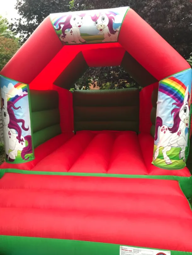11ft X 15ft Unicorn Themed Bouncy Castle - Red