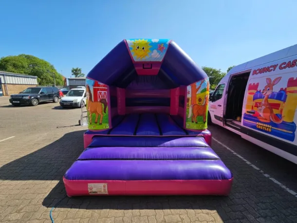 Horses 12 X 14ft Purple And Pink Disco Bouncy Castle