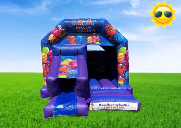 18ft X 12ft Blue And Purple Party Time Front Slide Combo