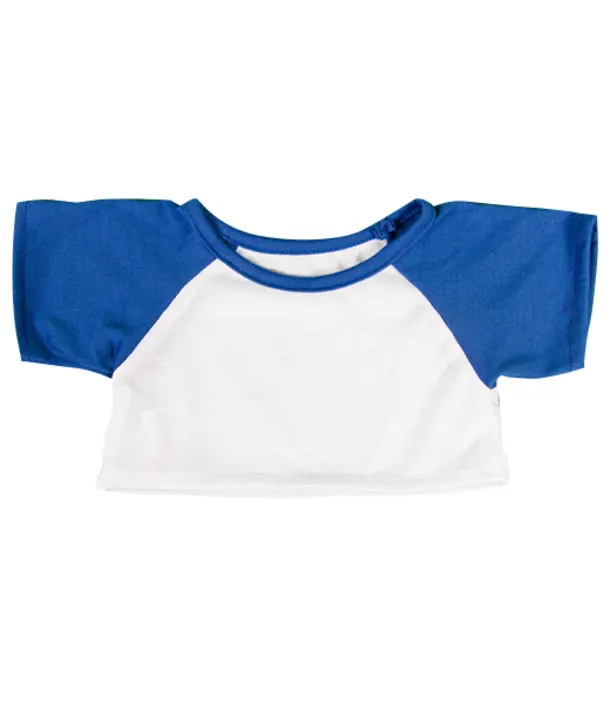 White Tee With Royal Blue Seeves