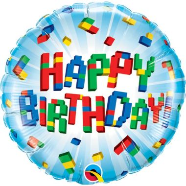 Happy Birthday Exploding Blocks Balloon - 18inch Foil