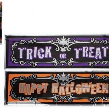 Metallic Foil 3ft Halloween Banners Pack Of 2 Assorted Designs