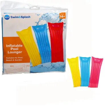Inflatable Pool Lounger 183cm X 69cm In 3 Assorted Colours
