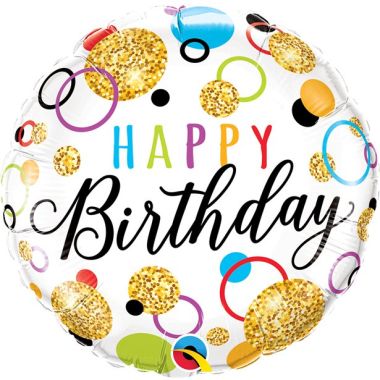 Happy Birthday Glitter Dots Balloon - 18inch Foil