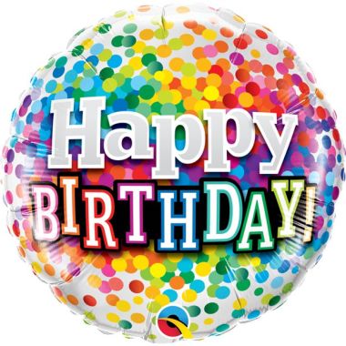 Happy Birthday Rainbow Confetti Balloon - 18inch Foil