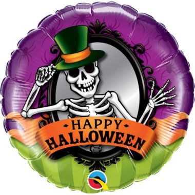 Skeleton Happy Halloween Balloon 18 Inch