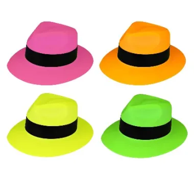 Plastic Neon Gangster Trilby Hat