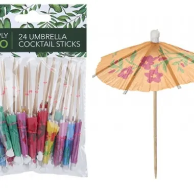 Cocktail Umbrellas Pack Of 24 In Various Colours