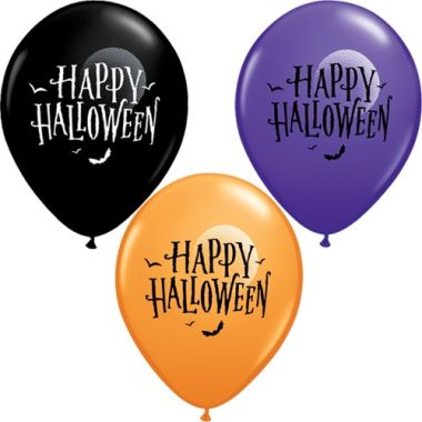 Halloween Bats And Moons 11inch Latex Balloons Pk25