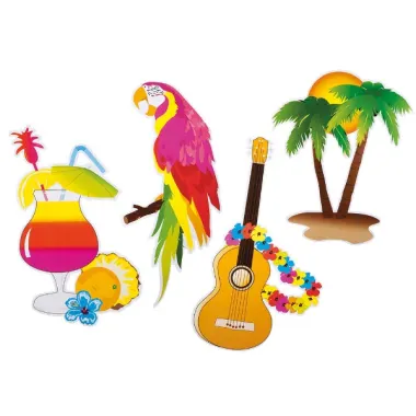 Beach Cardboard Decorations 35cm Set Of 4