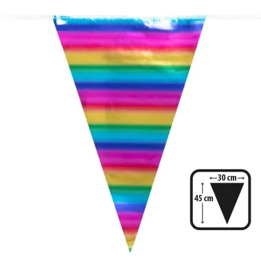 Giant Rainbow Foil Bunting 10m (flags 30cm X 45cm)