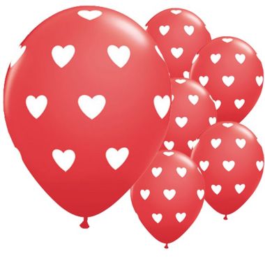 Big Red hearts Balloons - 11inch Latex (6pk)