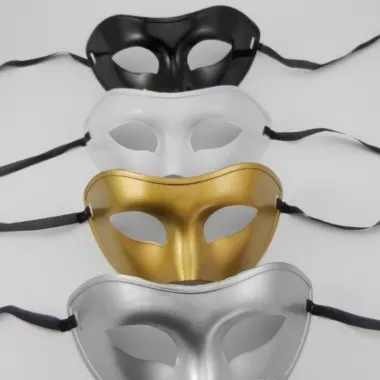 Masquerade Metallic Mask In Assorted Black, White, Silver And Gold (price Per 1 Mask)
