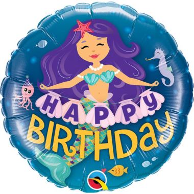 Happy Birthday Mermaid Balloon - 18inch Foil