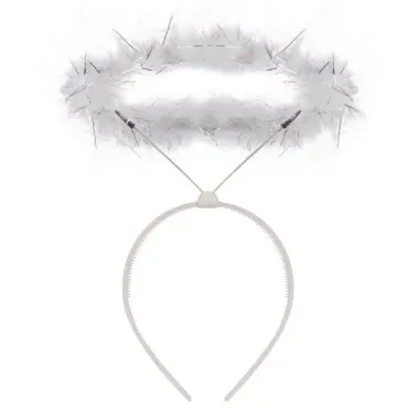 White Angel Halo Headband With Fur