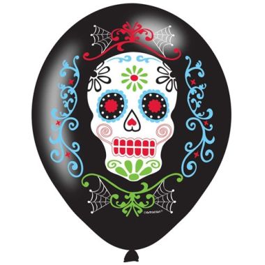 Day Of The Dead 11inch Latex Balloons Pk6