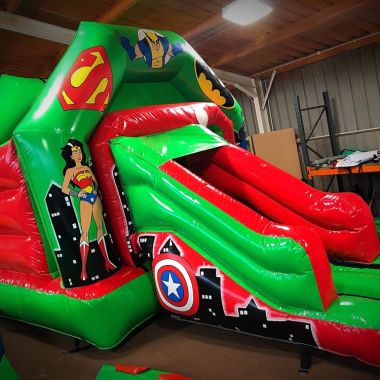 Superhero Disco Dome With Slide Bouncy Castle