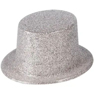 Silver Glitter Top Hat