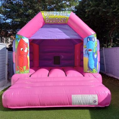 12x15ft Pink And Purple Dinosaur Bouncy Castle