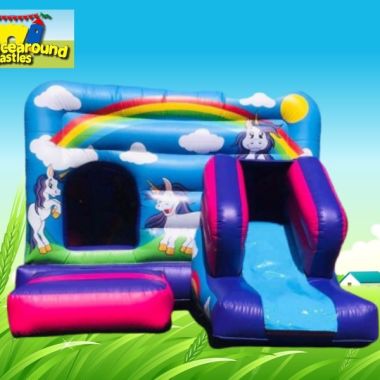 Unicorn Disco Box And Slide Bouncy Castle