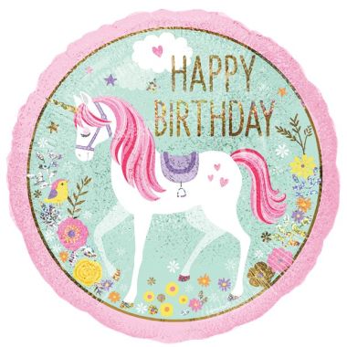 Magical Unicorn Happy Birthday Balloon - 18inch Foil