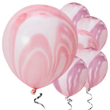 Pink & Purple Marble Balloons - 12inch Latex (10pk)