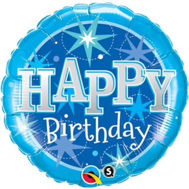 Happy Birthday Blue Sparkle Balloon - 18inch Foil