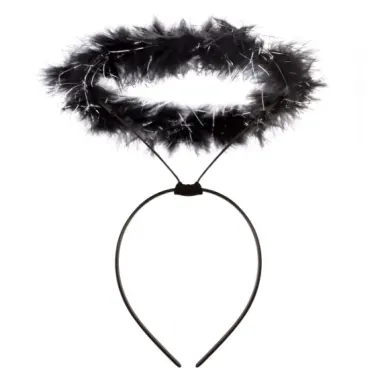 Black Angel Halo Headband With Fur