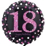 18 Inch Black And Pink Sparkling Celebration Balloons