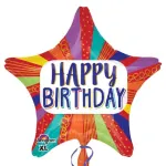 18 Inch Striped Star Happy Birthday