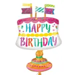 Fancy Cake & Flags Happy Birthday Foil Supershape