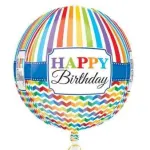 Happy Birthday Bright Stripe & Chevron Orbz
