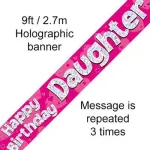 Pink Happy Birthday Daughter 9ft/2.7m Holographic Banner