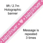 Pink Baby Shower 9ft/2.7m Holographic Banner