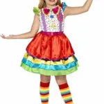 Girls Clown Dress And Hat - Small