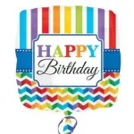 18 Inch Happy Birthday Bright Stripe & Chevron