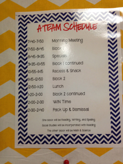 classroom schedule example