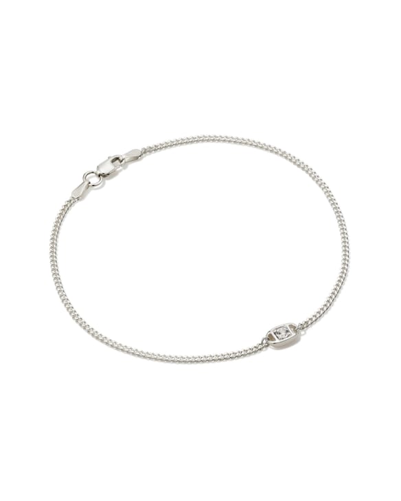 Delaney Sterling Silver Curb Chain Bracelet in White Sapphire
